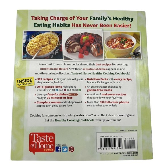 Taste of Home Healthy Cooking Cookbook Paperback Eat Right with 501 Dishes - Picture 8 of 8